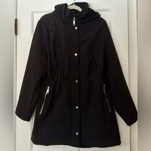 Nine West Black Lined Soft Shell Jacket with Removable Hood XL Gold Hardware